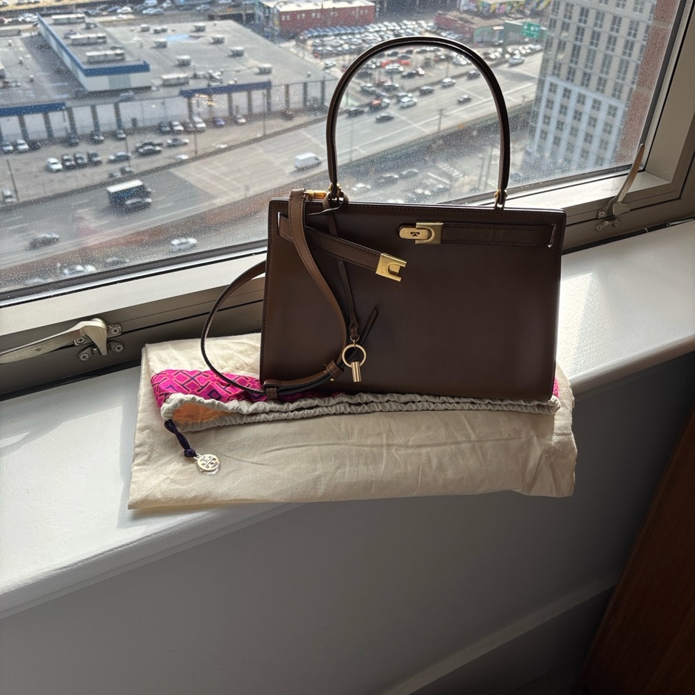 Tory Burch Chocolate Brown Leather Satchel with Gold Hardware